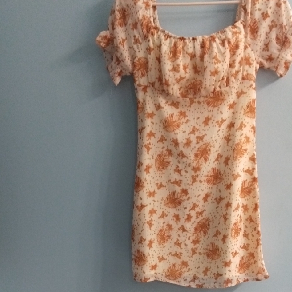 Pink Lily Orange Floral Mini Dress Size Small